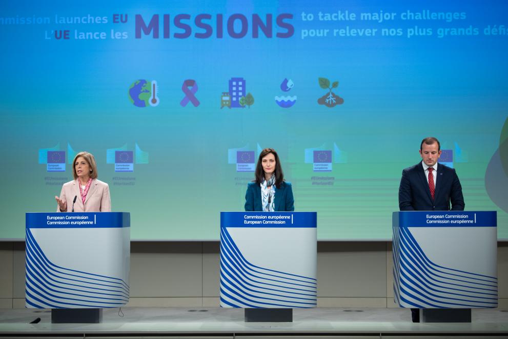 Press conference by Mariya Gabriel, Stella Kyriakides, and Virginijus Sinkevičius, European Commissioners, on the launch of EU missions to tackle major challenges