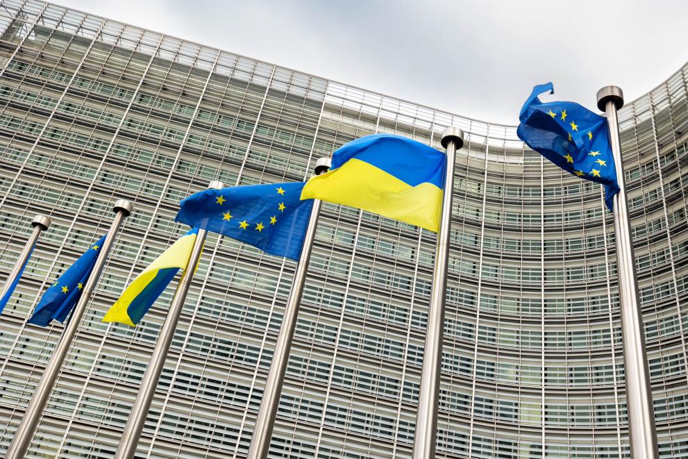 Ukraine and EU Flags